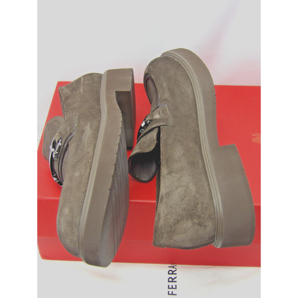 NIB FERRAGAMO FIORELLO BROWN SUEDE LEATHER GANCINI BIT LOGO LOAFERS 10 M ITALY main image 7